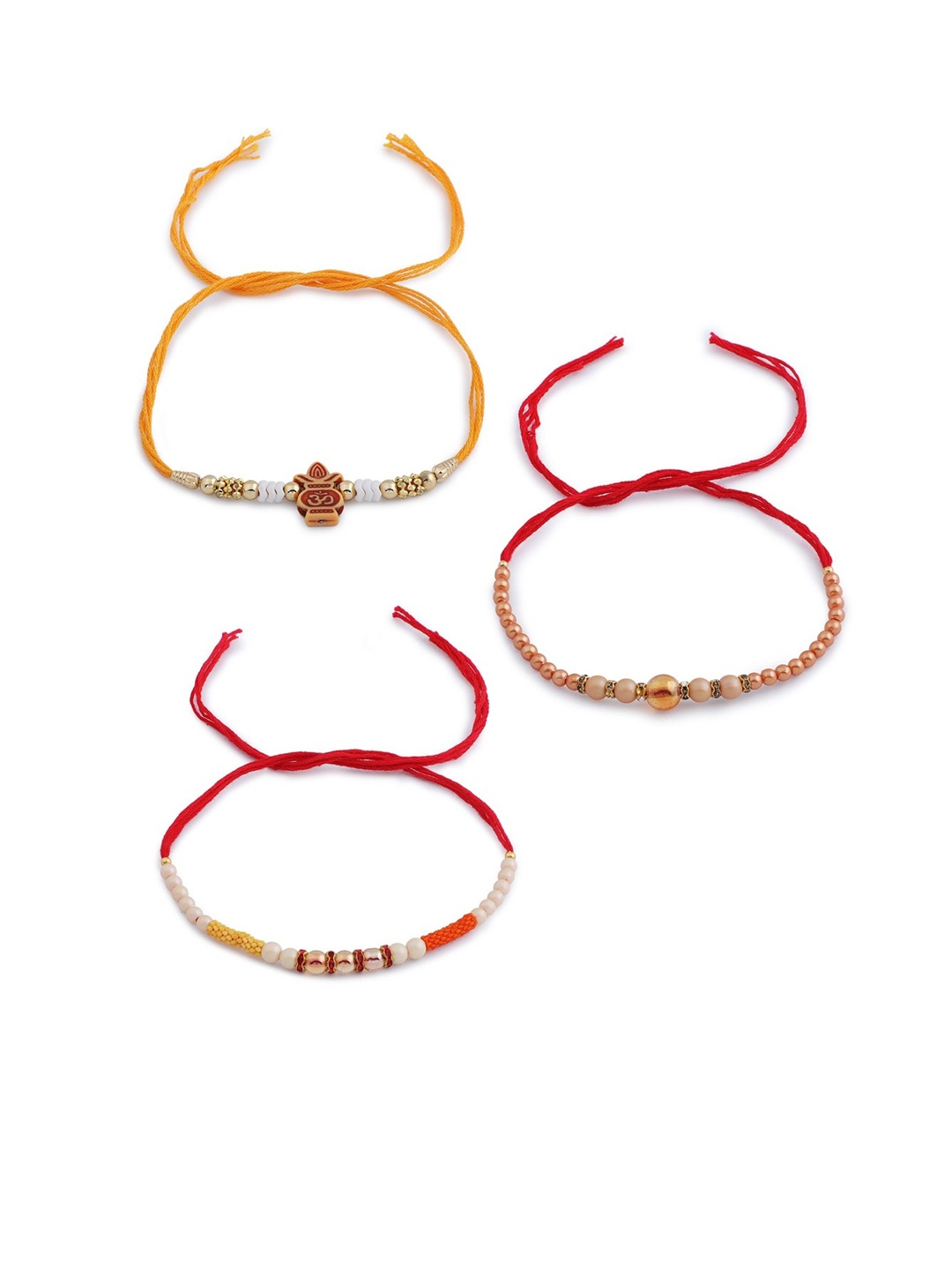 

Zaveri Pearls Men Set Of 3 Beaded Rakhi, White