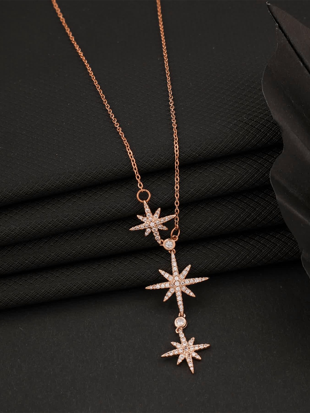 

ZIVOM Rose Gold-Plated American Diamond Studded Necklace