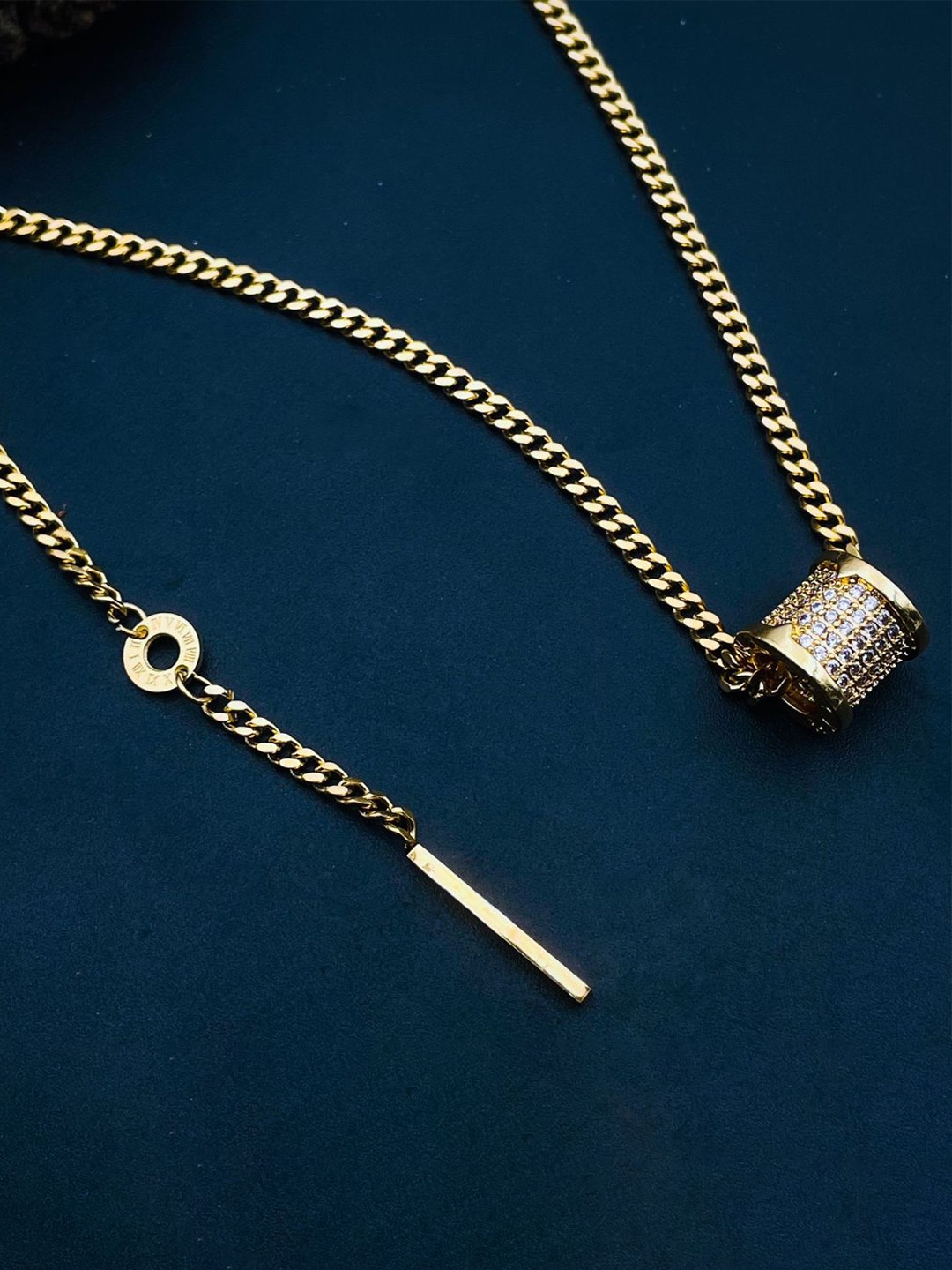 

ZIVOM Gold-Plated American Diamond Studded Necklace