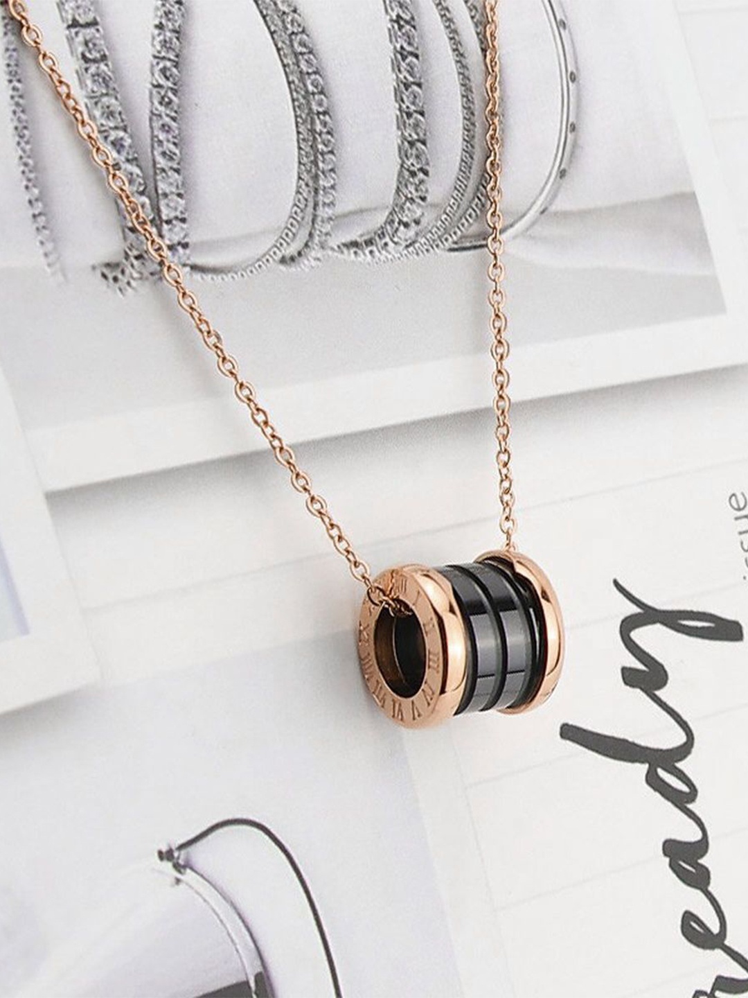 

ZIVOM Rose Gold-Plated Enamelled Necklace