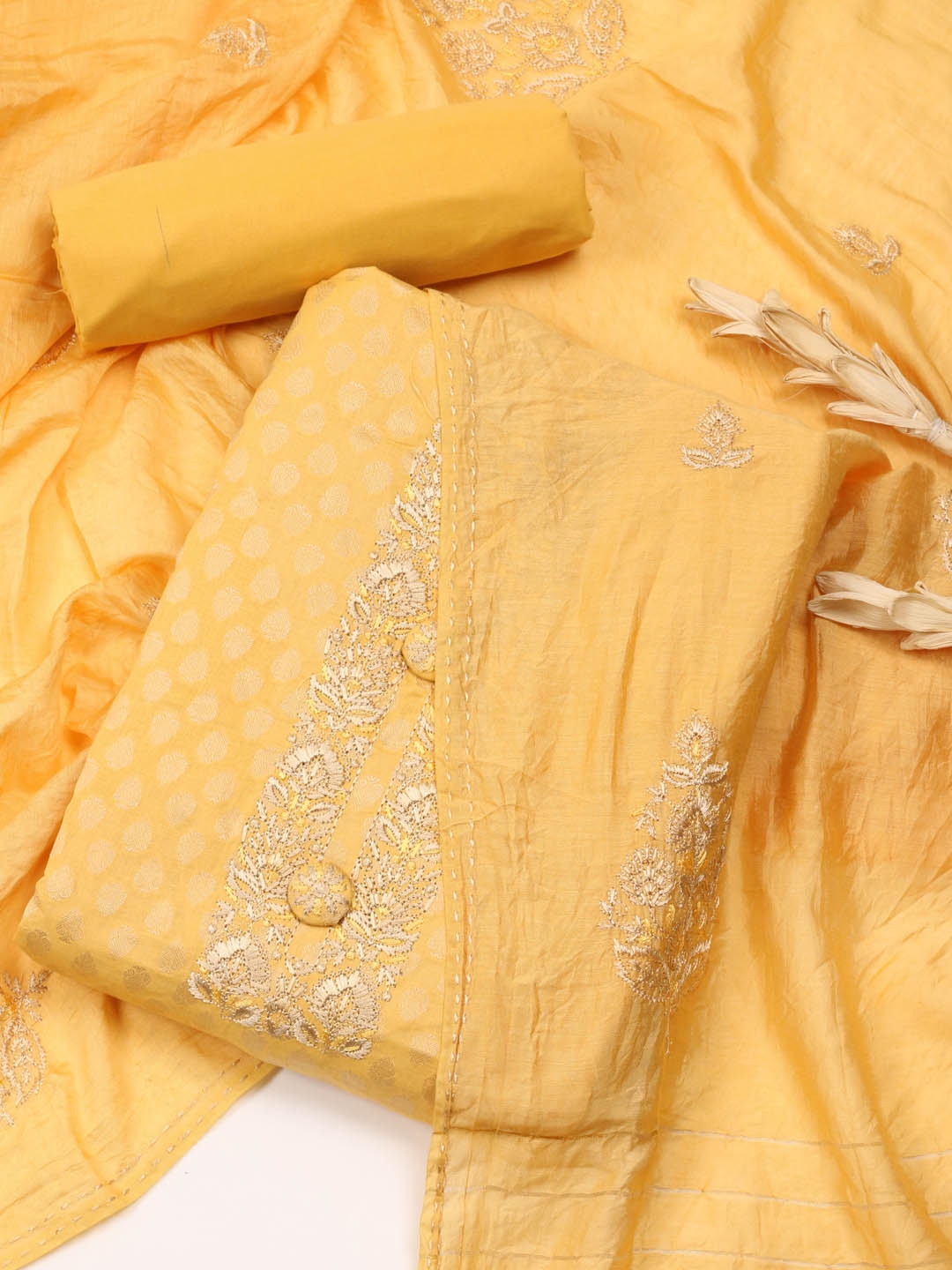 

Meena Bazaar Embroidered Unstitched Dress Material, Yellow