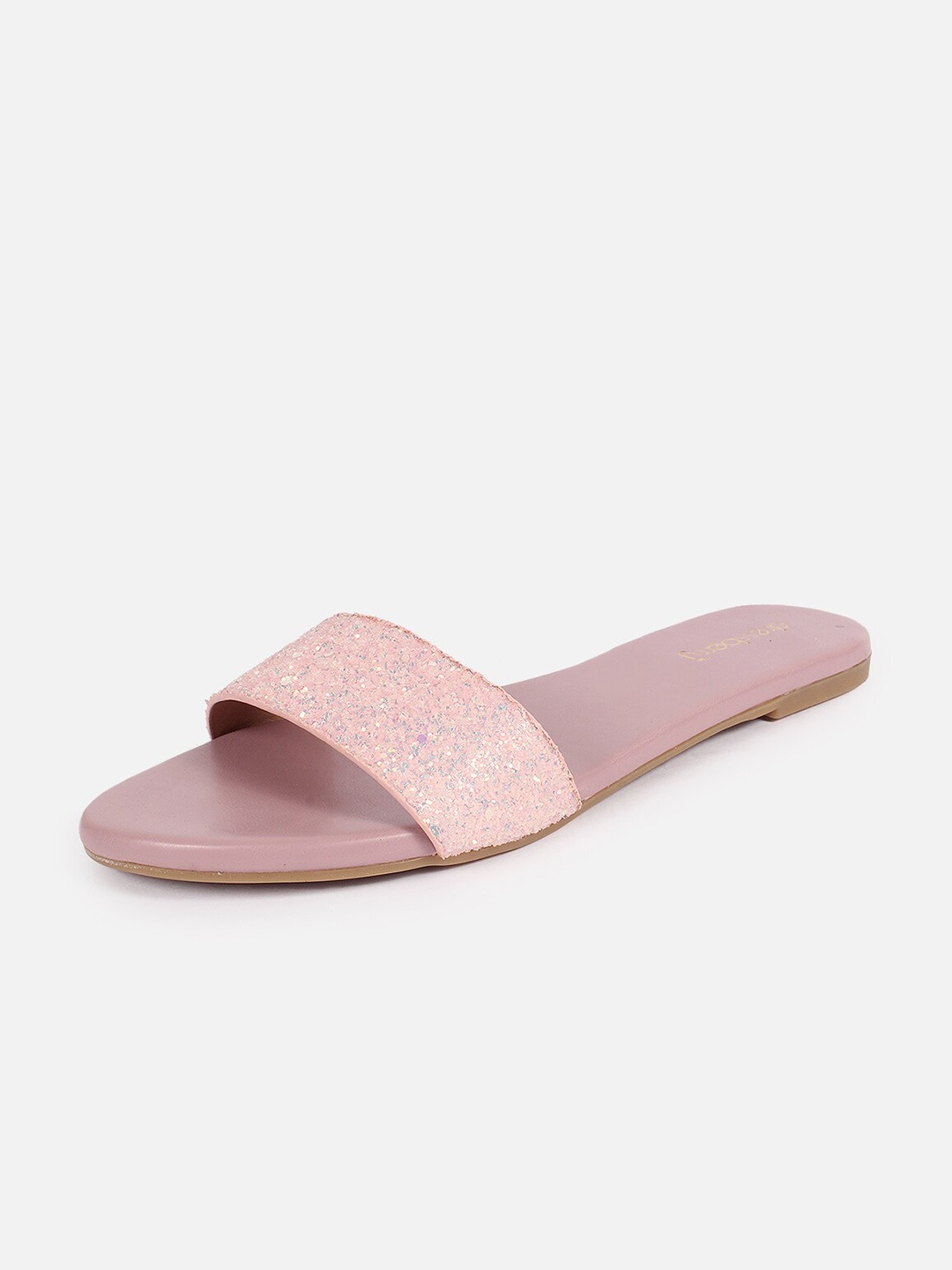 

DressBerry Nude Pink Embellished Open toe Flats