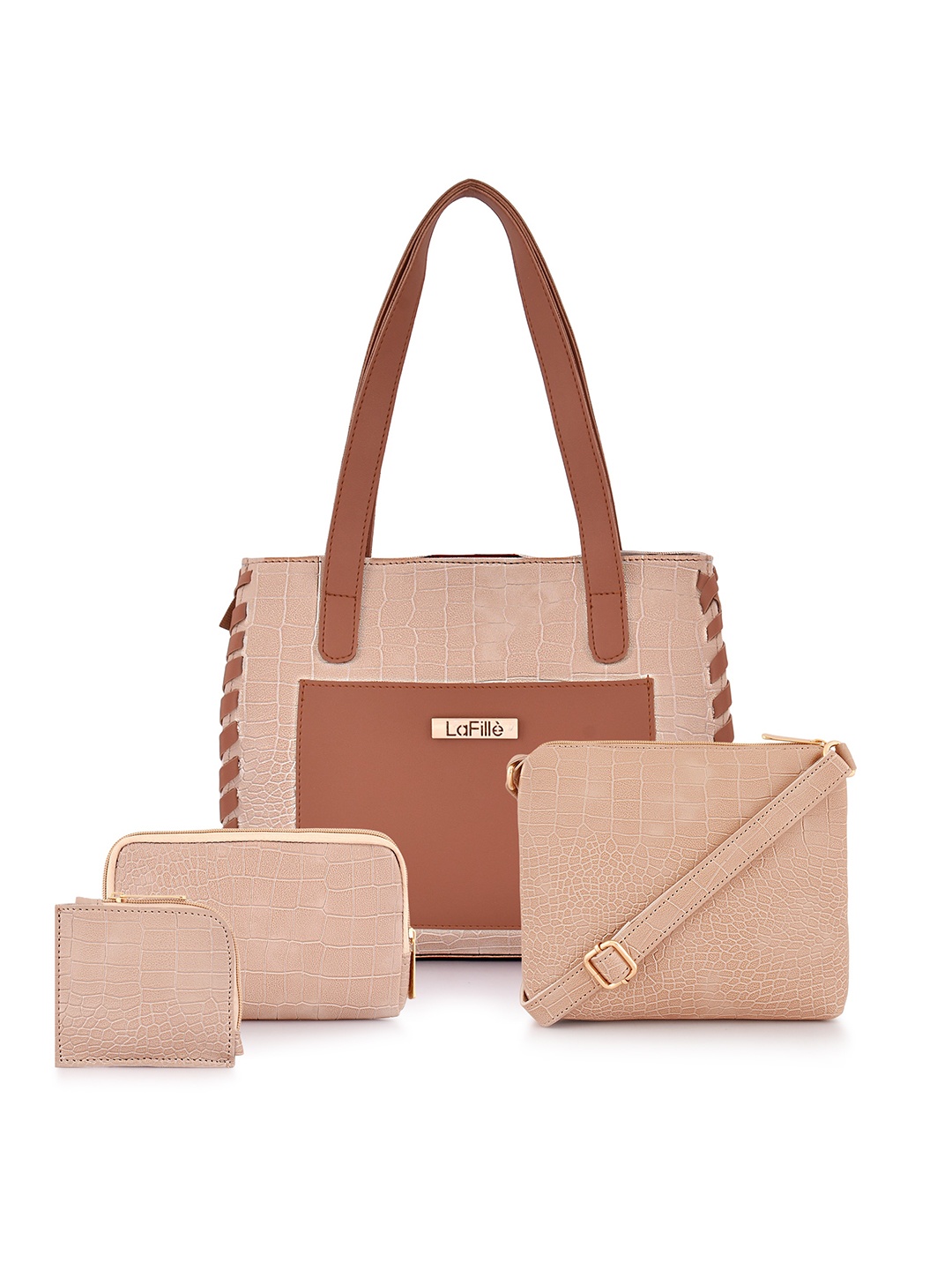 

LaFille Set Of 4 PU Structured Shoulder Bag, Beige