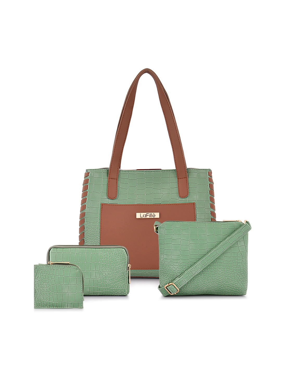 

LaFille Pack Of 4 Textured Structured Shoulder Bag, Green