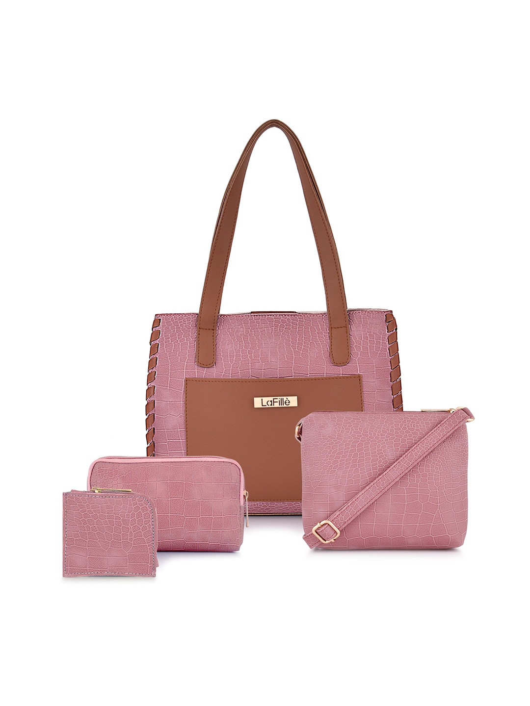

LaFille Pack Of 4 Textured Structured Shoulder Bag, Purple