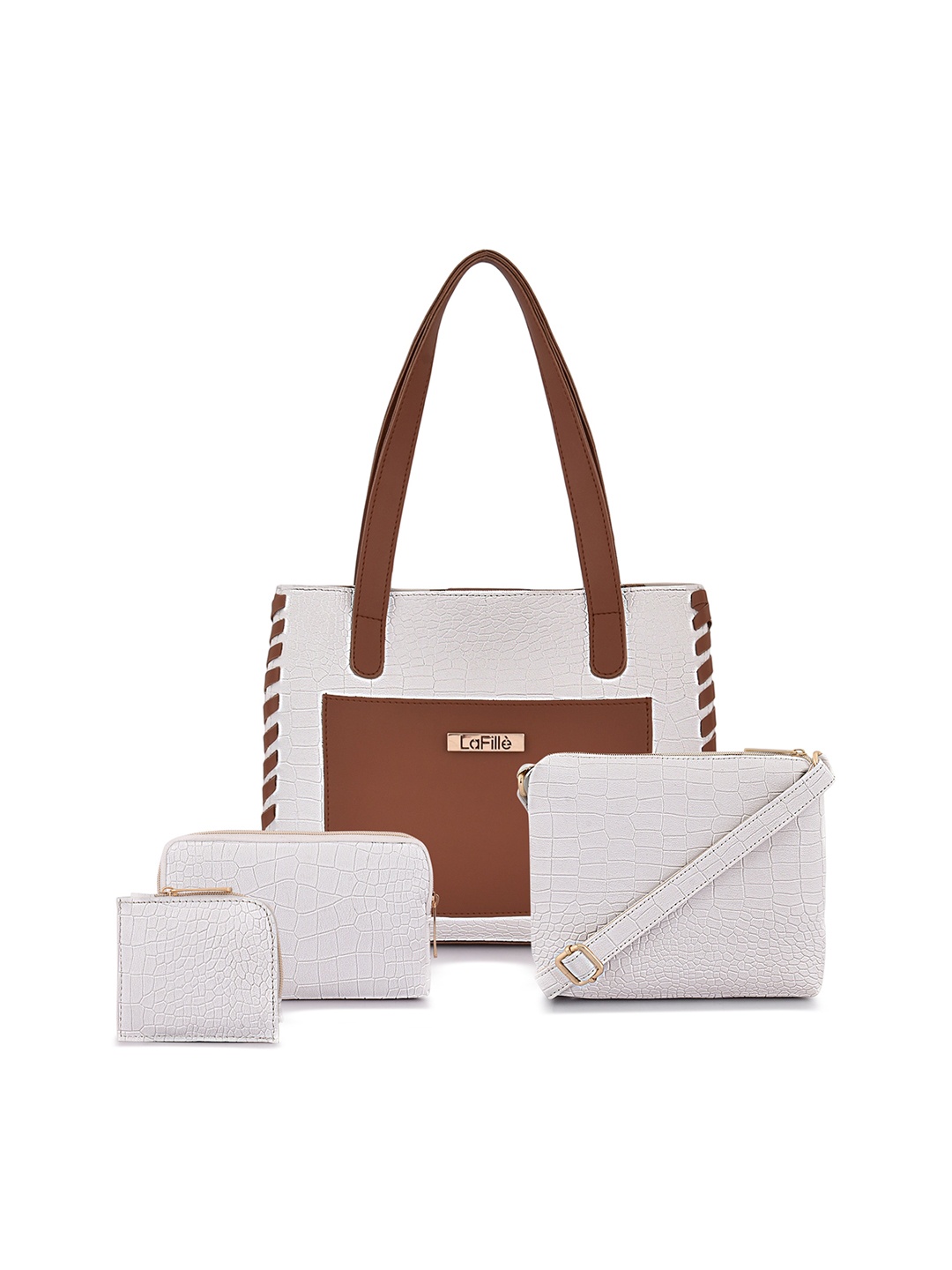

LaFille Set Of 4 PU Water Resistant Structured Shoulder Bag, White