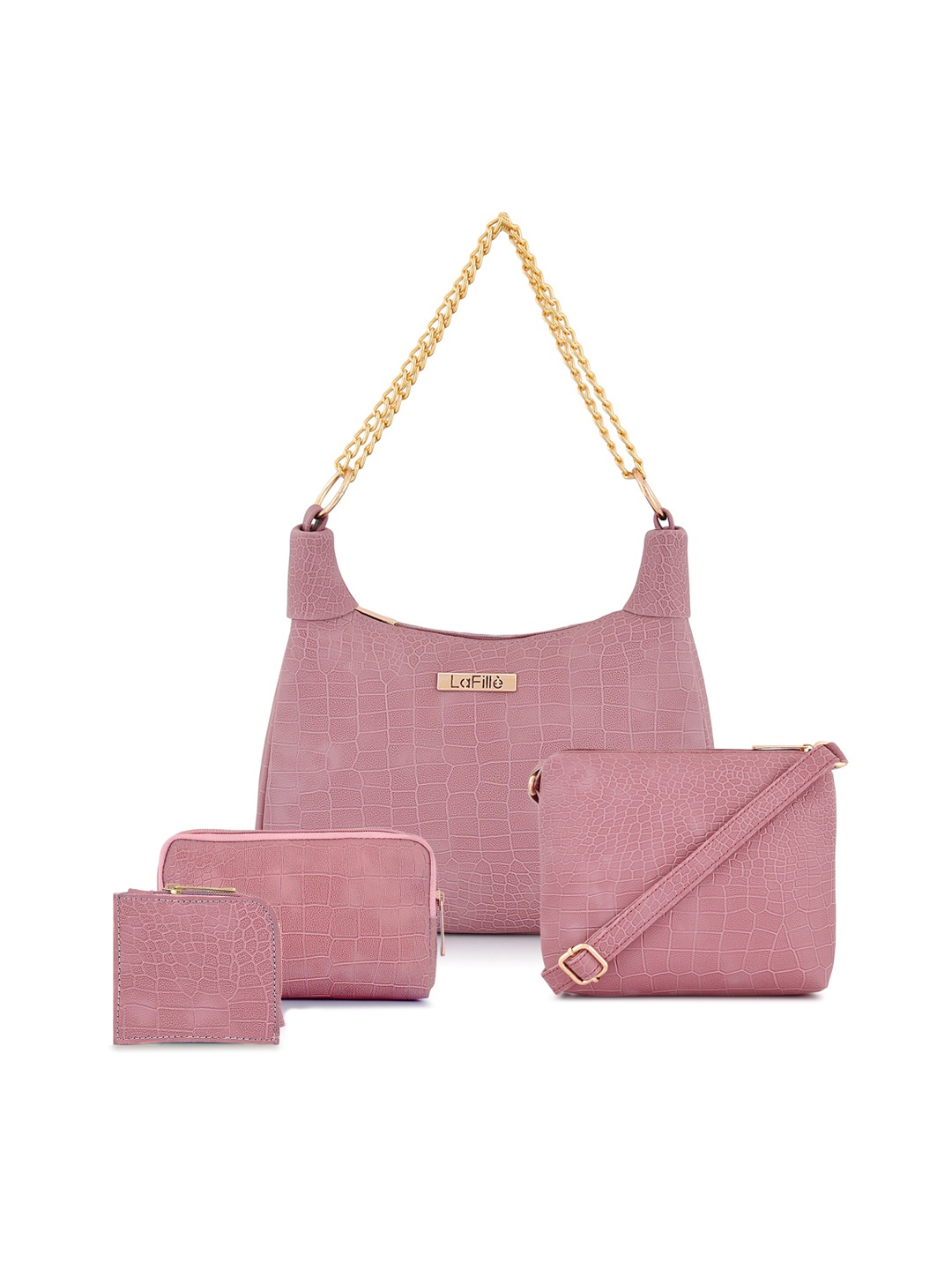 

LaFille Pack Of 4 Textured Structured Hobo Bag, Purple