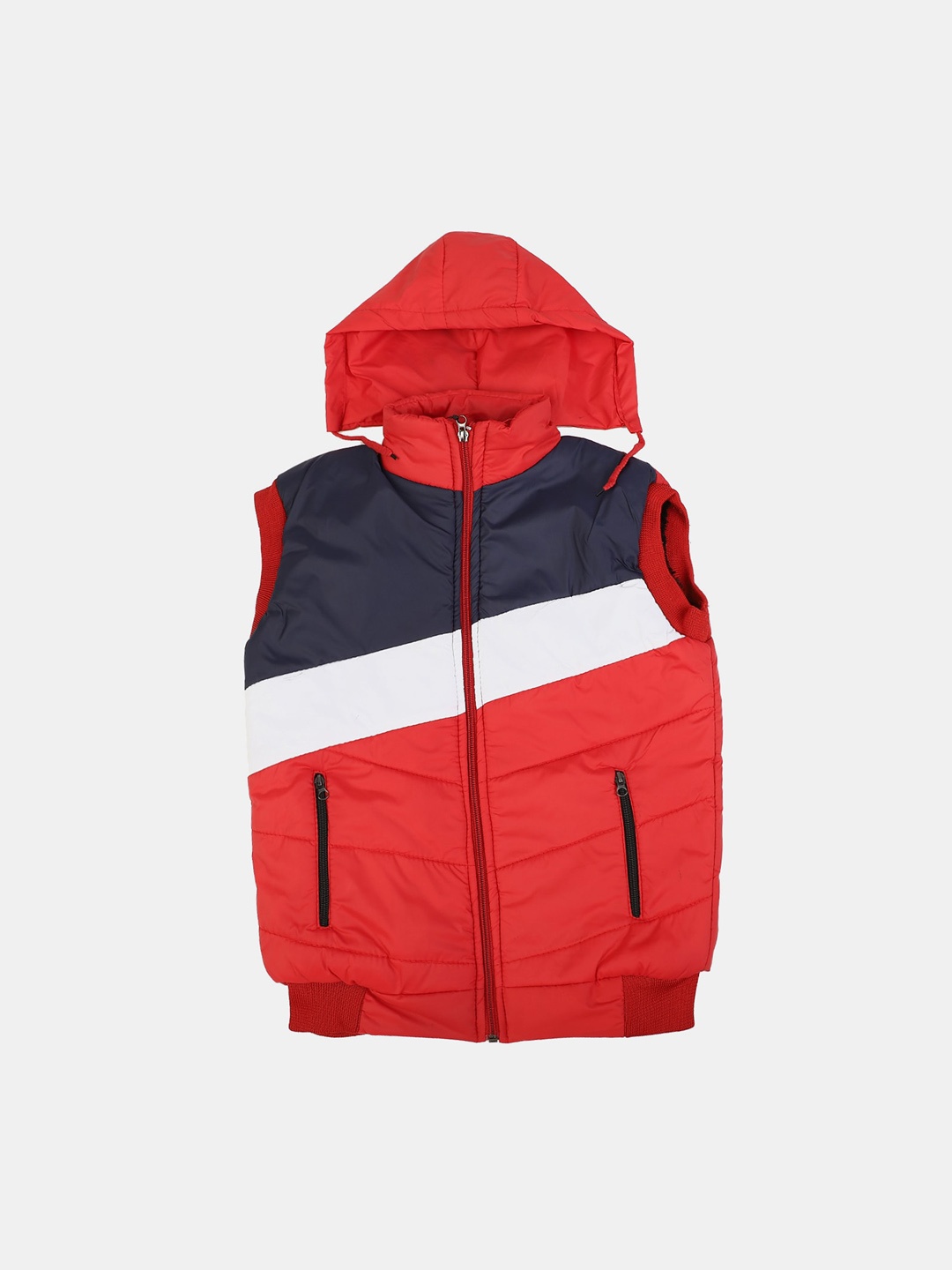 

V-Mart Boys Colourblocked Longline Padded Jacket, Red