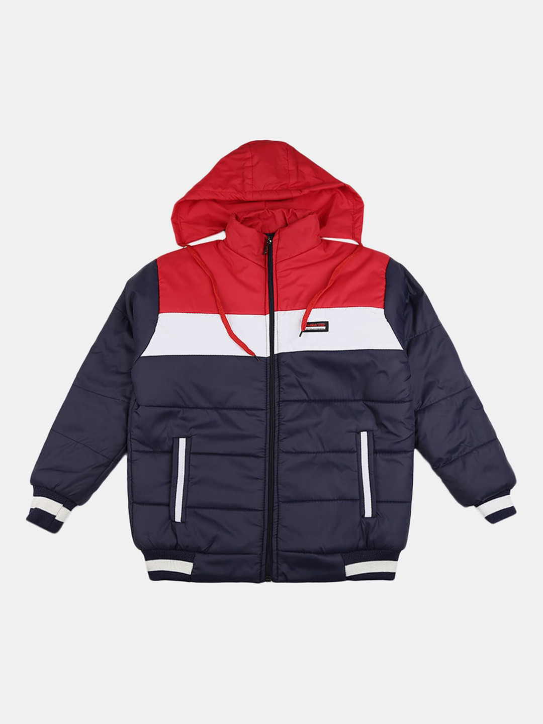 

V-Mart Boys Colourblocked Hooded Padded Jacket, Navy blue