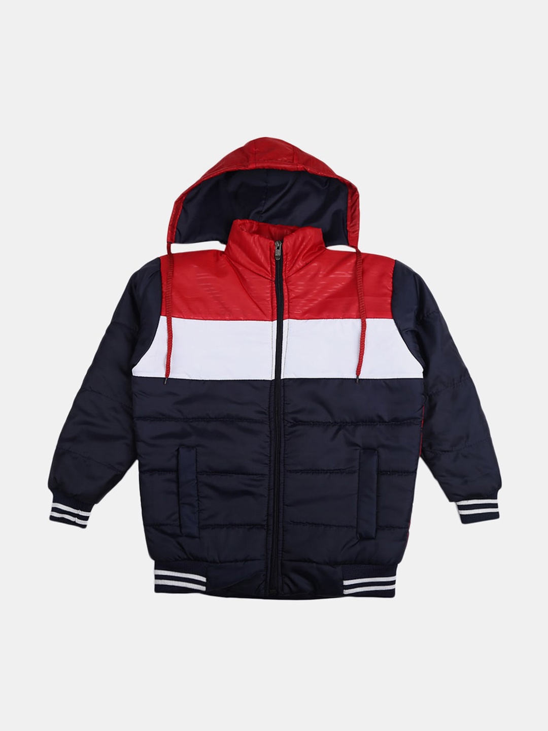 

V-Mart Boys Colourblocked Hooded Padded Jacket, Navy blue