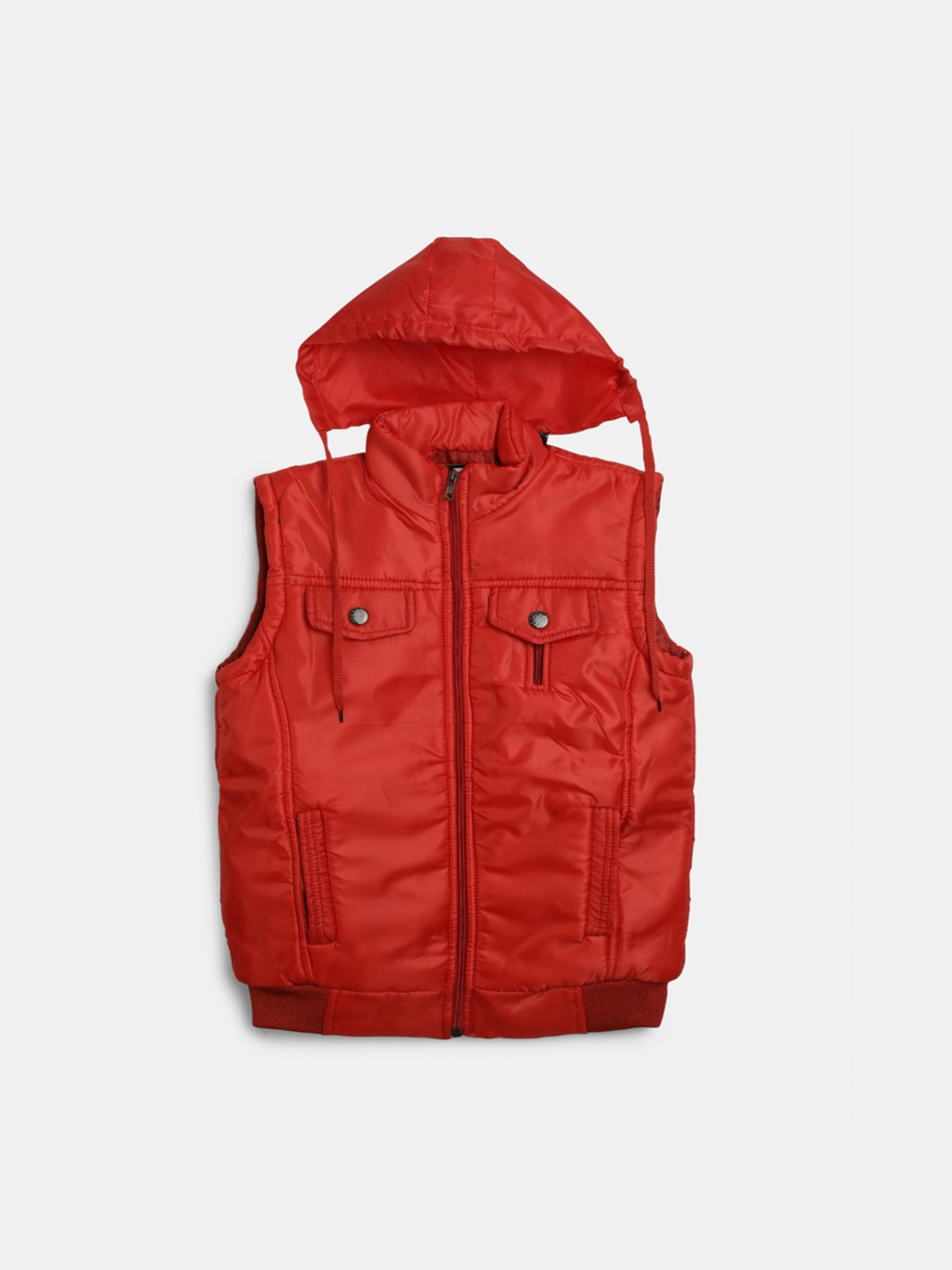 

V-Mart Boys Hooded Sleeveless Padded Jacket, Red