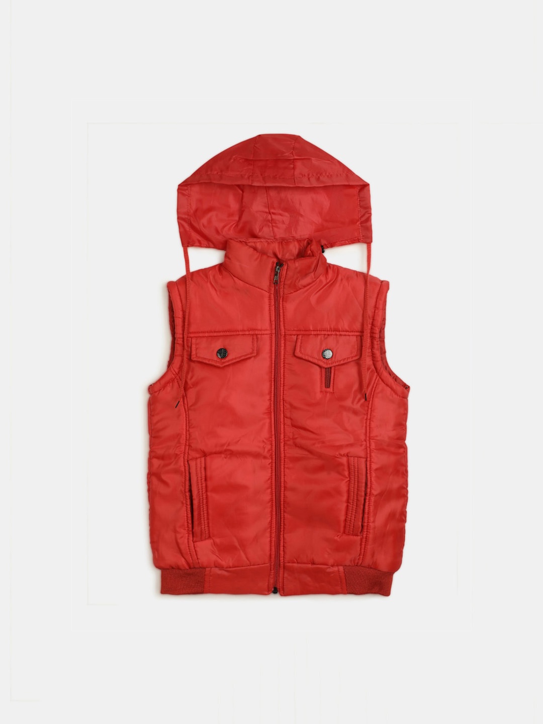 

V-Mart Boys Longline Bomber With Patchwork Jacket, Red