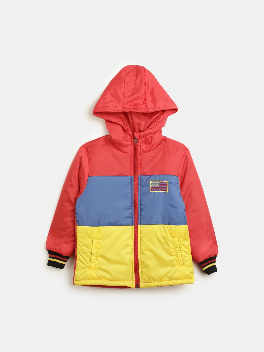

V-Mart Boys Colourblocked Hooded Padded Jacket, Red