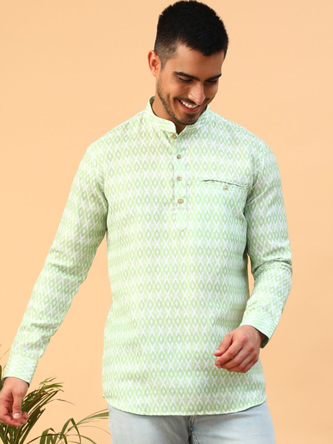 

TABARD Men Green & honeydew Kurta