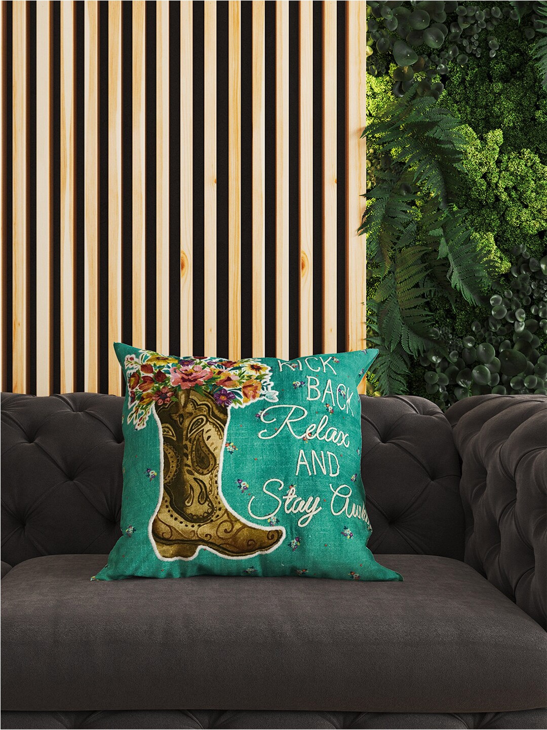

SHADES of LIFE Green & Pink 2-Pieces Quirky Square Cushion Covers