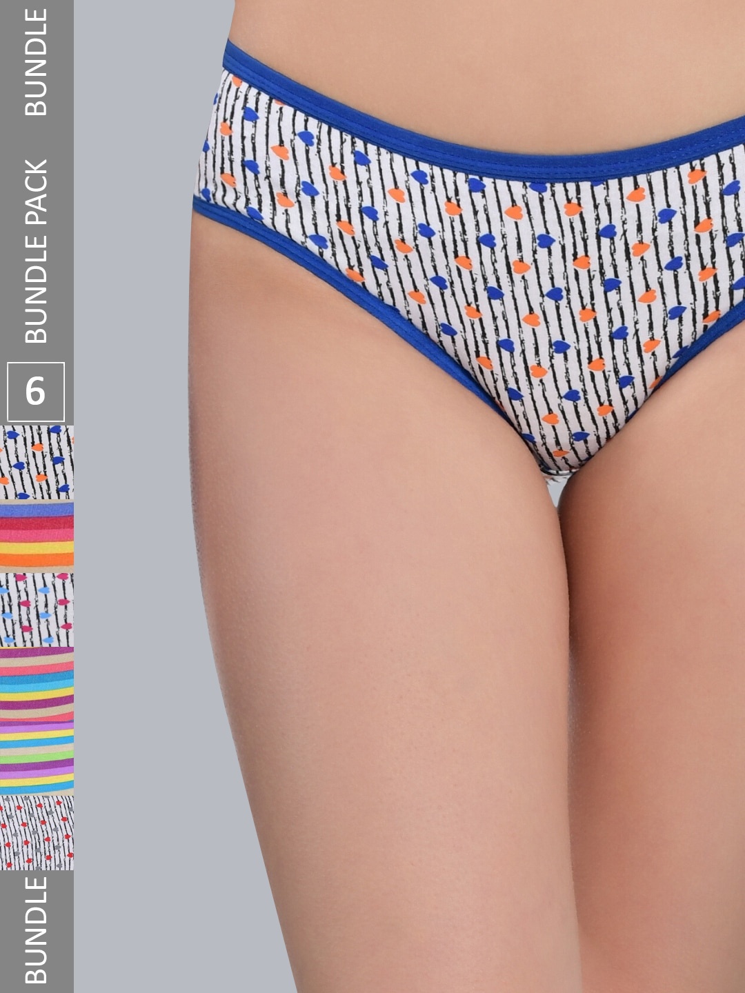 

Aimly Women Pack Of 6 Printed Cotton Hipster Briefs, Blue