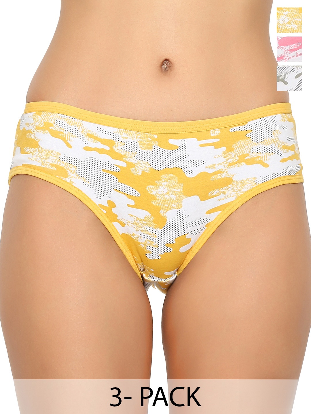 

Aimly Pack Of 3 Printed Cotton Hipster Briefs, Pink