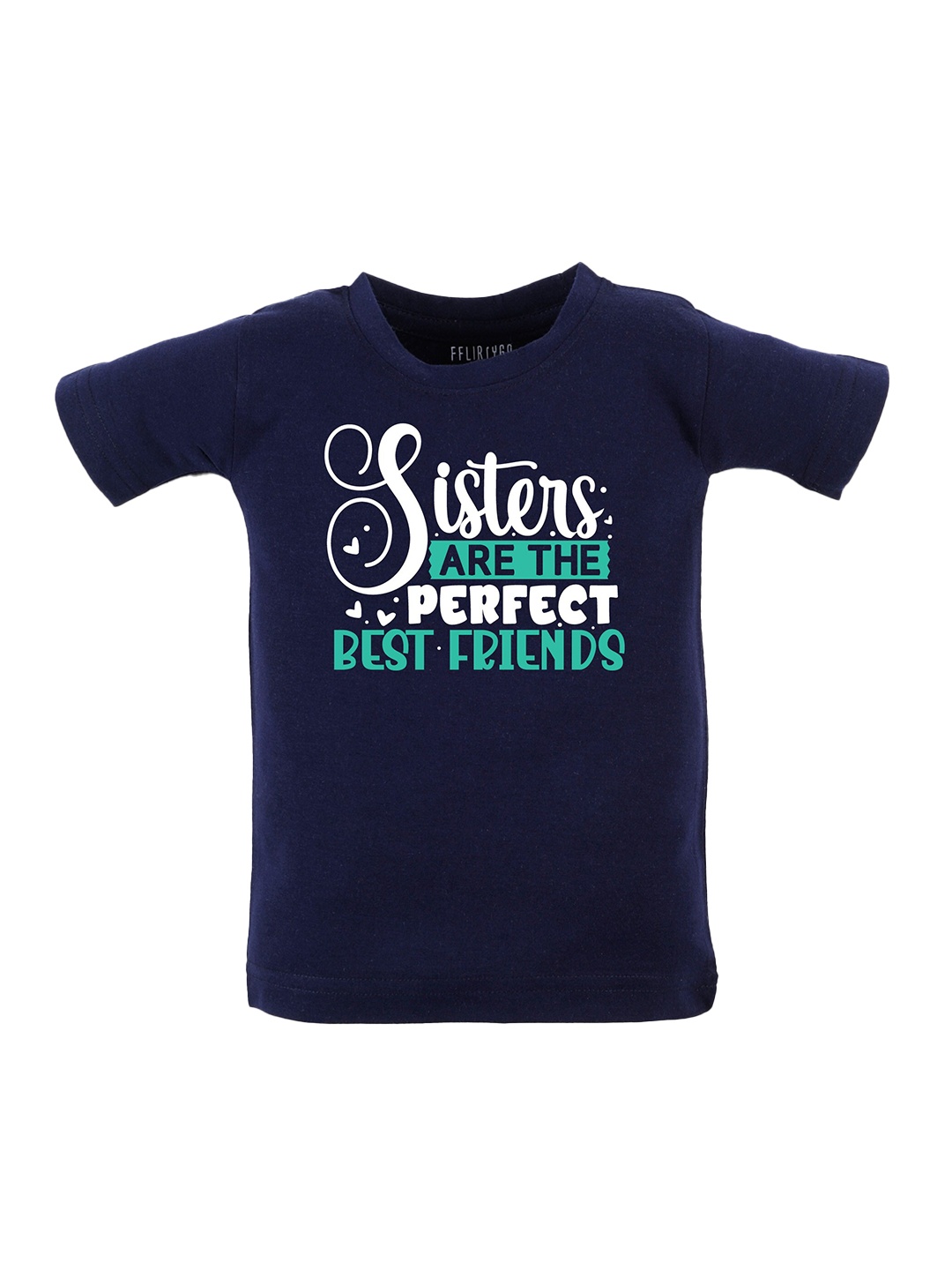 

FFLIRTYGO Kids Typography Printed Pure Cotton Casual T-shirt, Navy blue