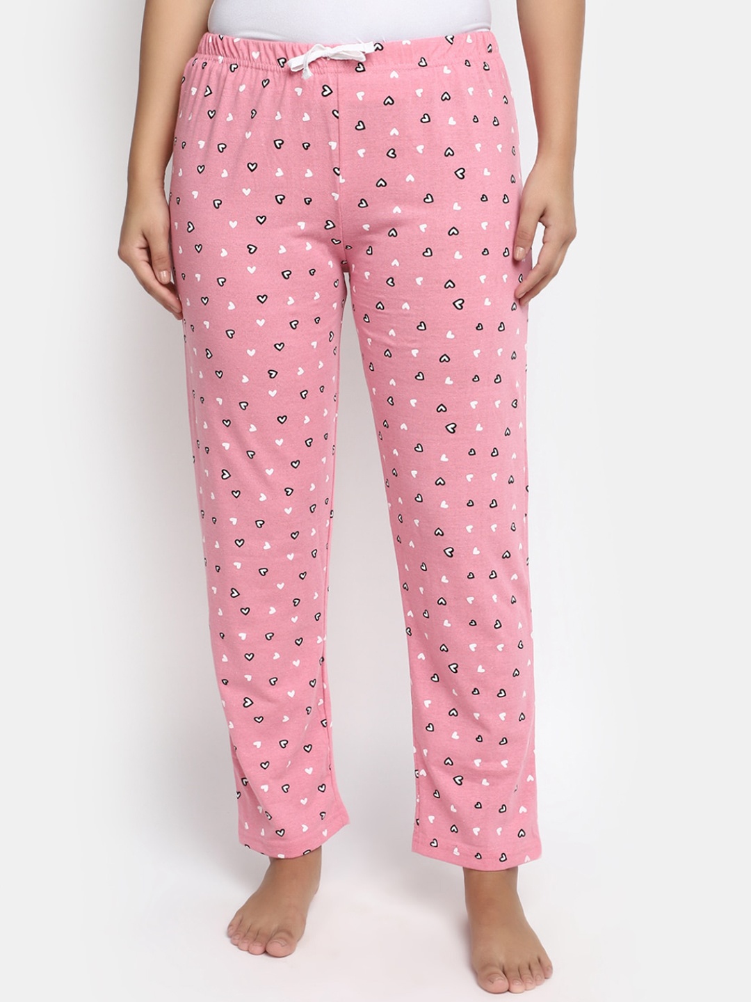 

V-Mart Women Printed Cotton Single Jersey Cotton Lounge Pant, Pink