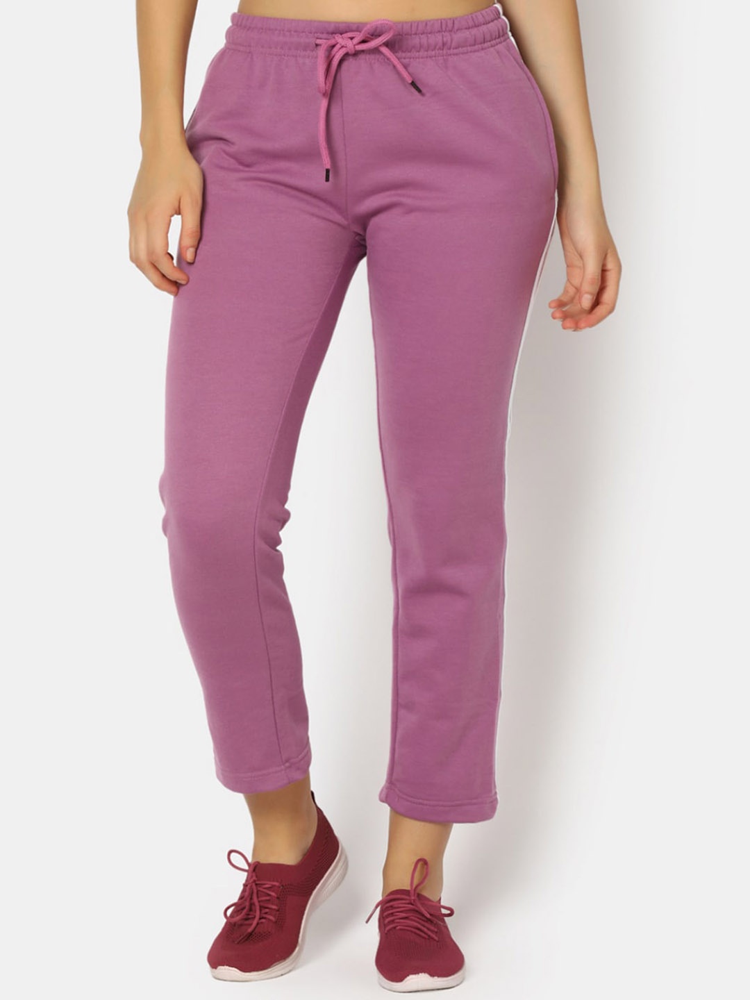 

V-Mart Women Mid-Rise Cotton Track Pants, Mauve