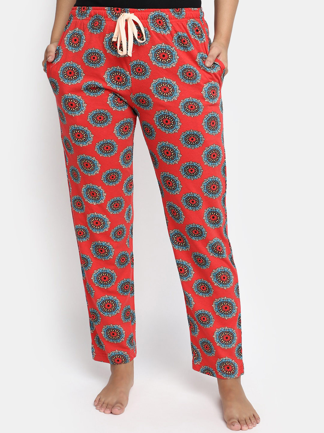 

V-Mart Women Printed Cotton Lounge Pant, Red