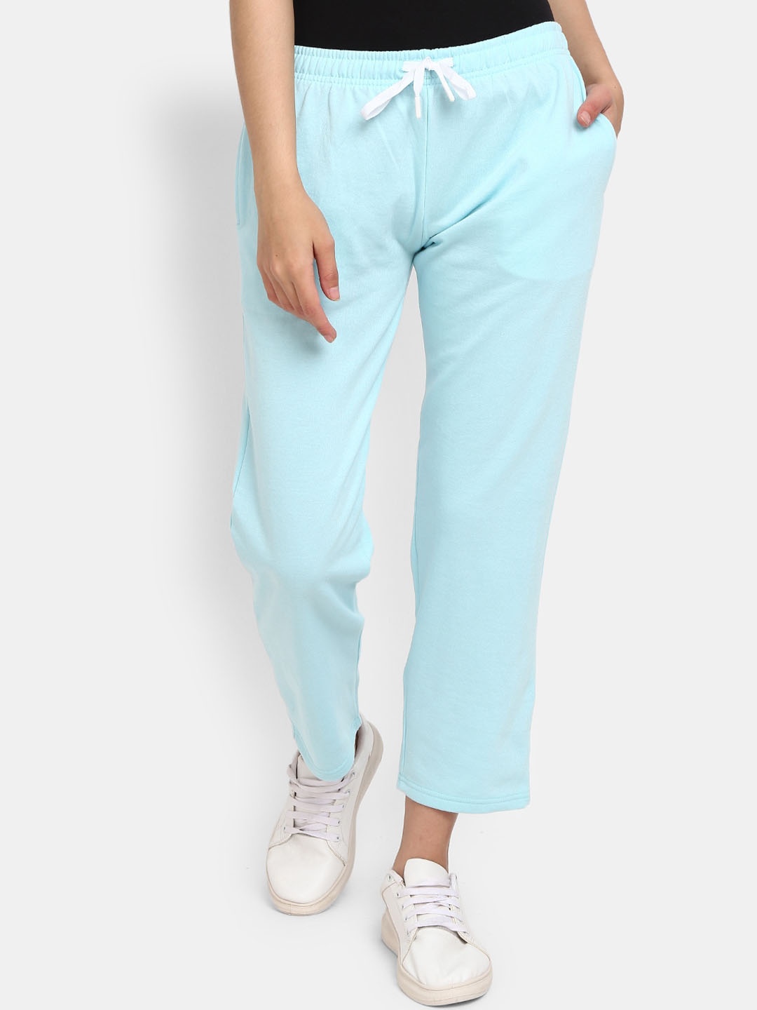 

V-Mart Women Mid-Rise Cotton Fleece Track pant, Blue