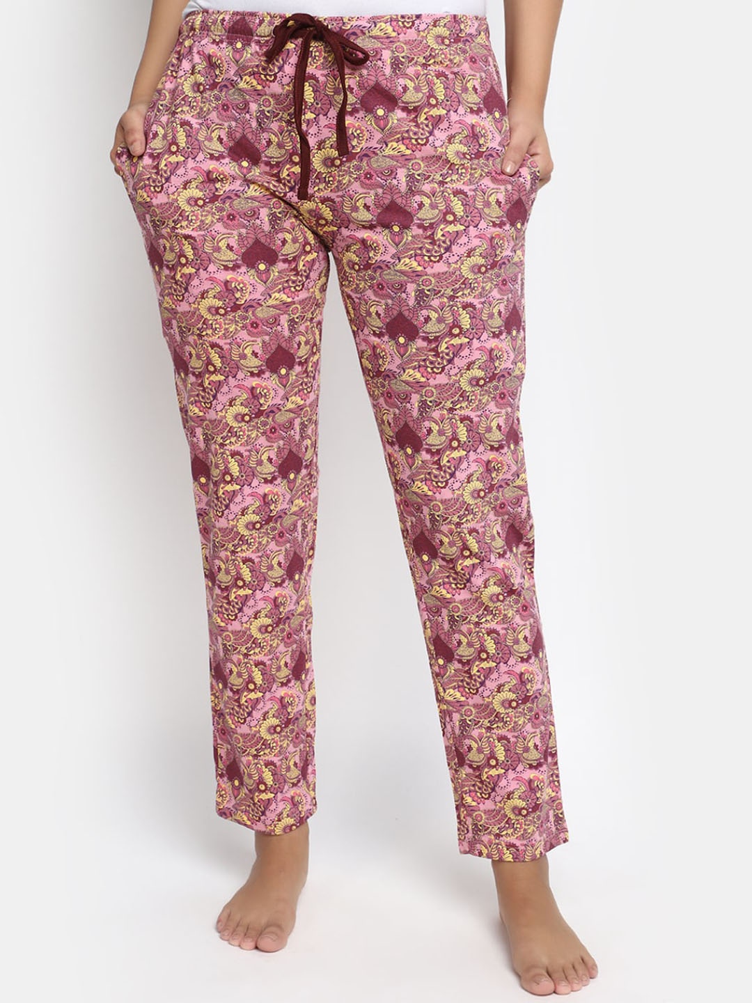

V-Mart Women Ethnic Motifs Printed Cotton Lounge Pant, Purple