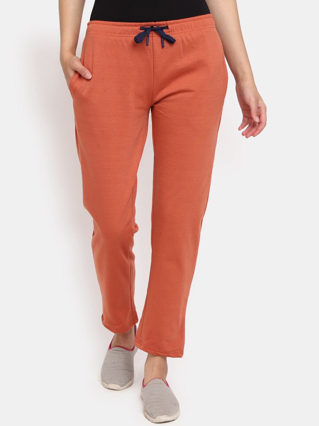 

V-Mart Women Cotton Mid-Rise Track Pants, Rust