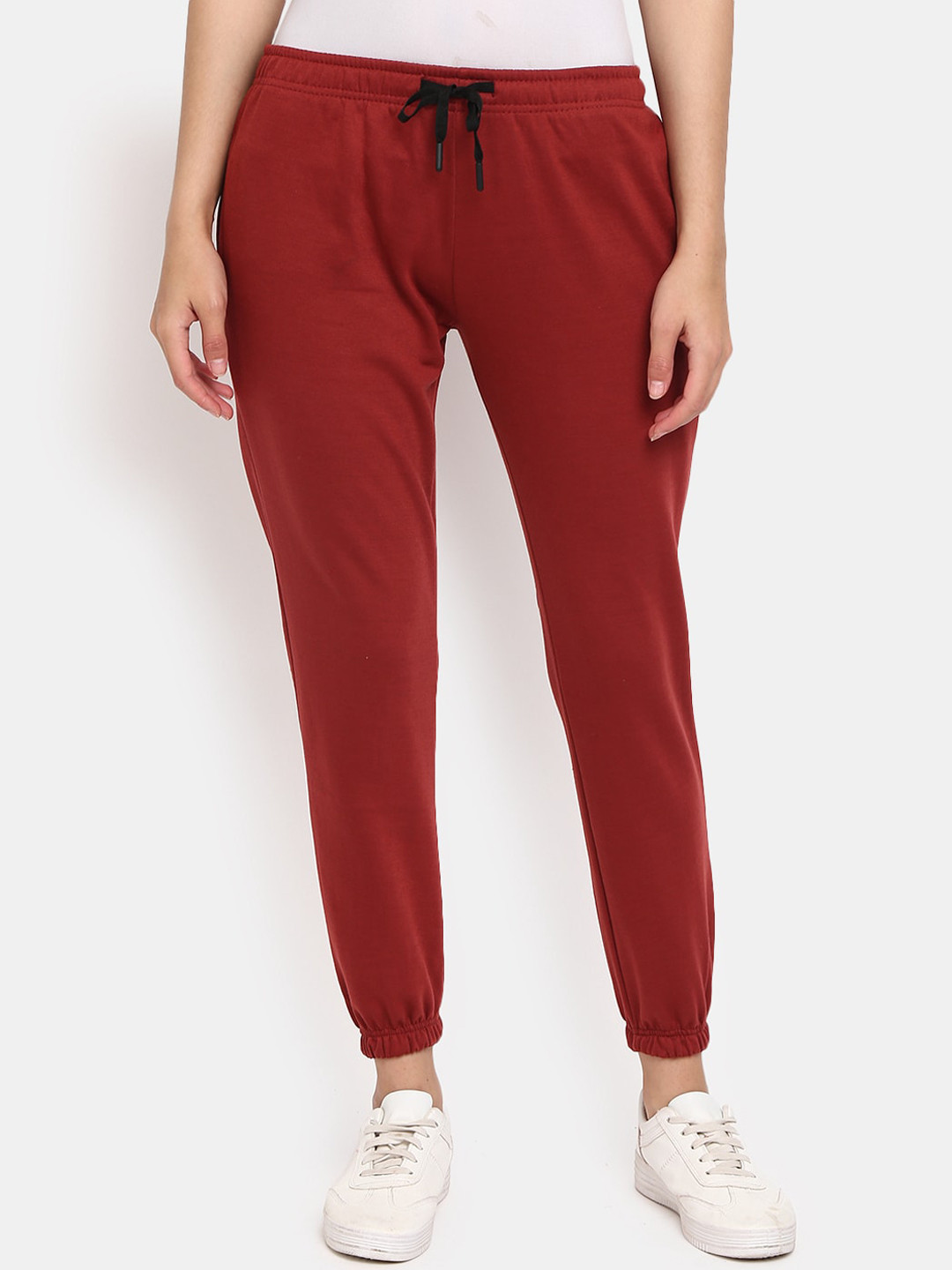 

V-Mart Women Mid-Rise Cotton Track Pants, Maroon