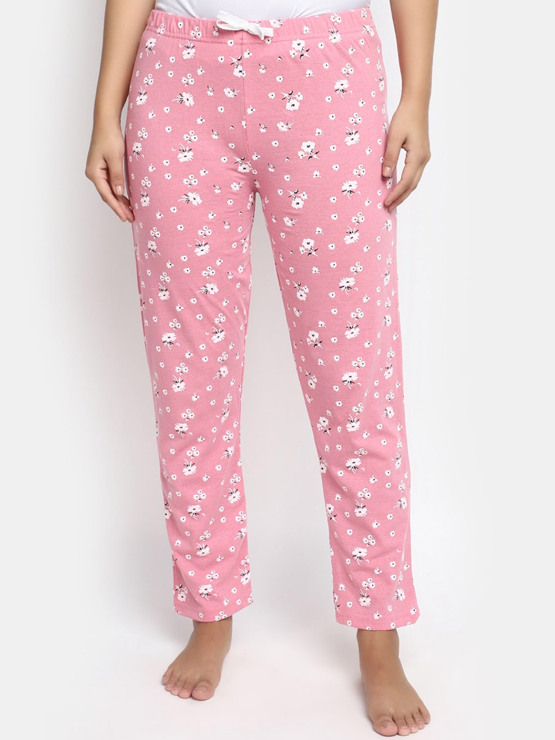 

V-Mart Women Floral Printed Cotton Lounge Pants, Pink