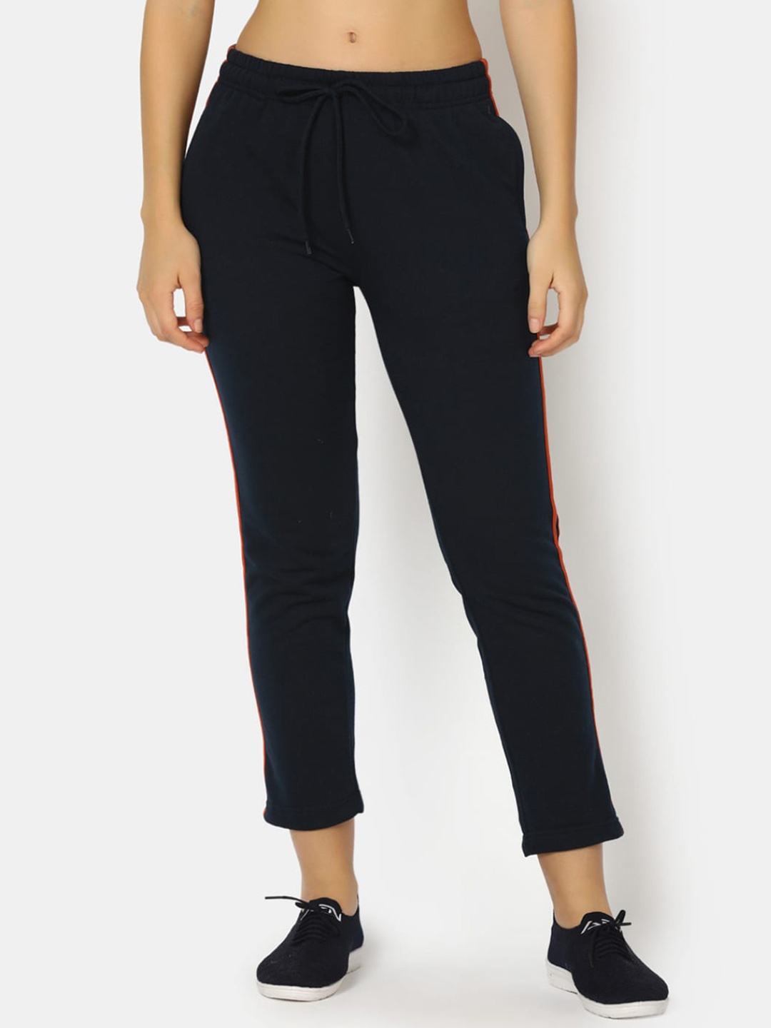 

V-Mart Women Ankle Length Cotton Track Pants, Navy blue