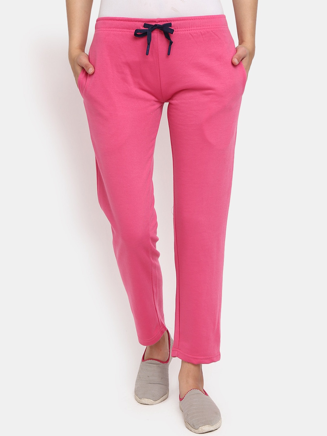 

V-Mart Women Mid-Rise Cotton Fleece Track pant, Fuchsia