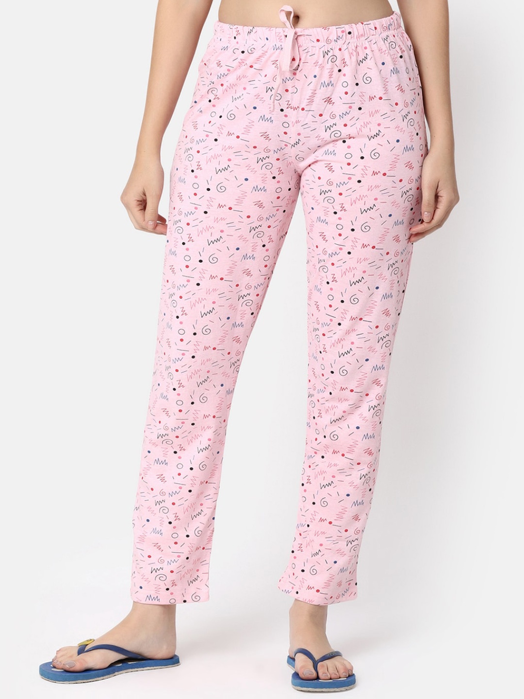 

V-Mart Women Printed Cotton Lounge Pants, Pink