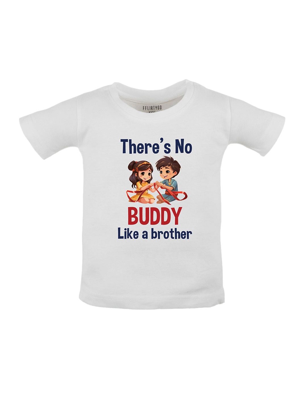 

FFLIRTYGO Kids Typography Printed Pure Cotton Casual T-shirt, White
