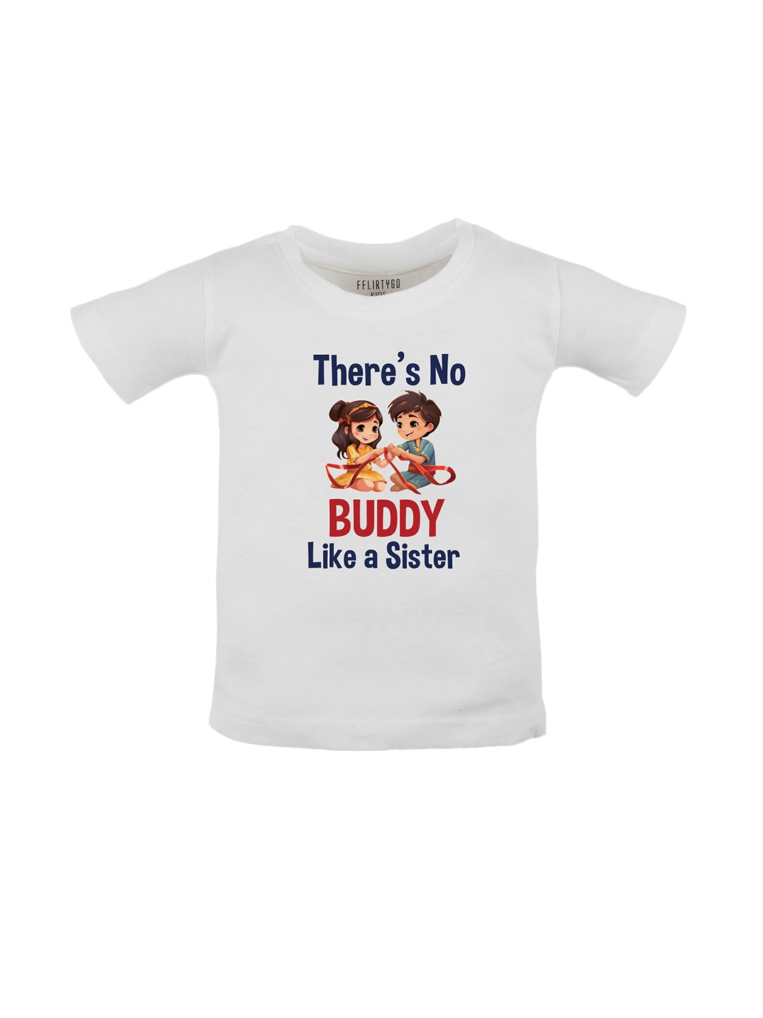 

FFLIRTYGO Kids Typography Printed Pure Cotton T-shirt, White