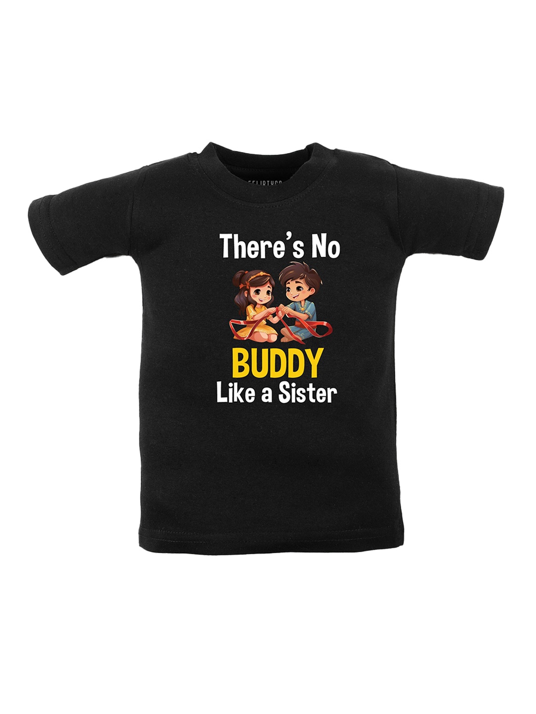

FFLIRTYGO Kids Unisex Typography Printed Round Neck Cotton T-Shirt, Black