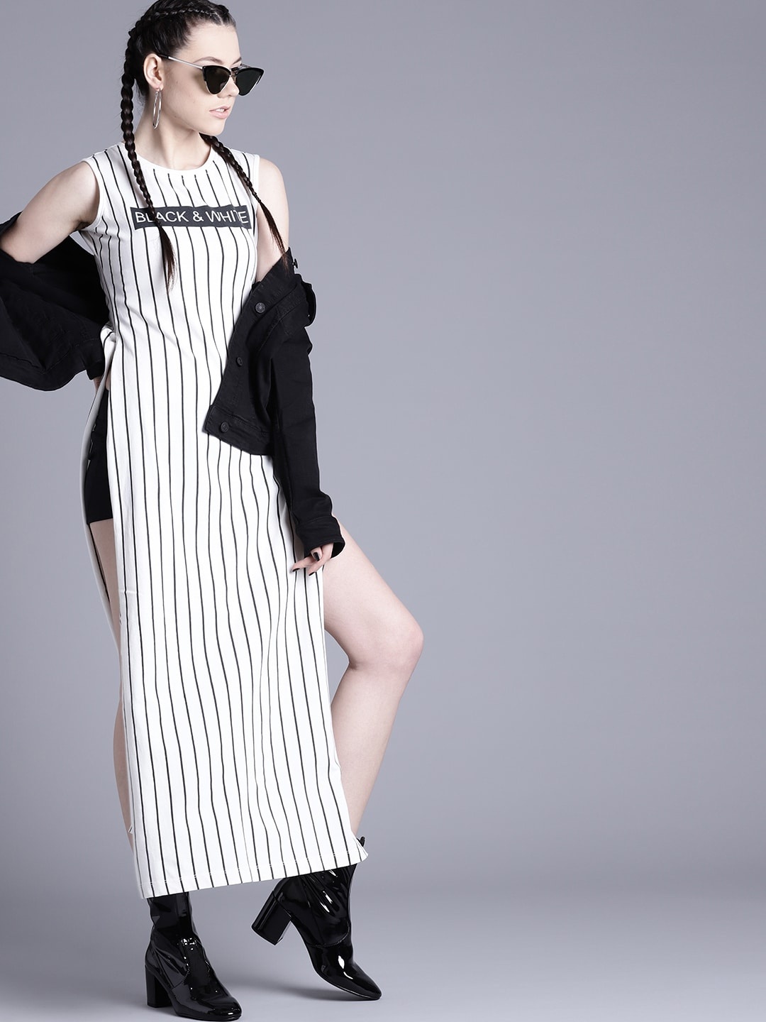 

Kook N Keech White & Black Striped Maxi Top