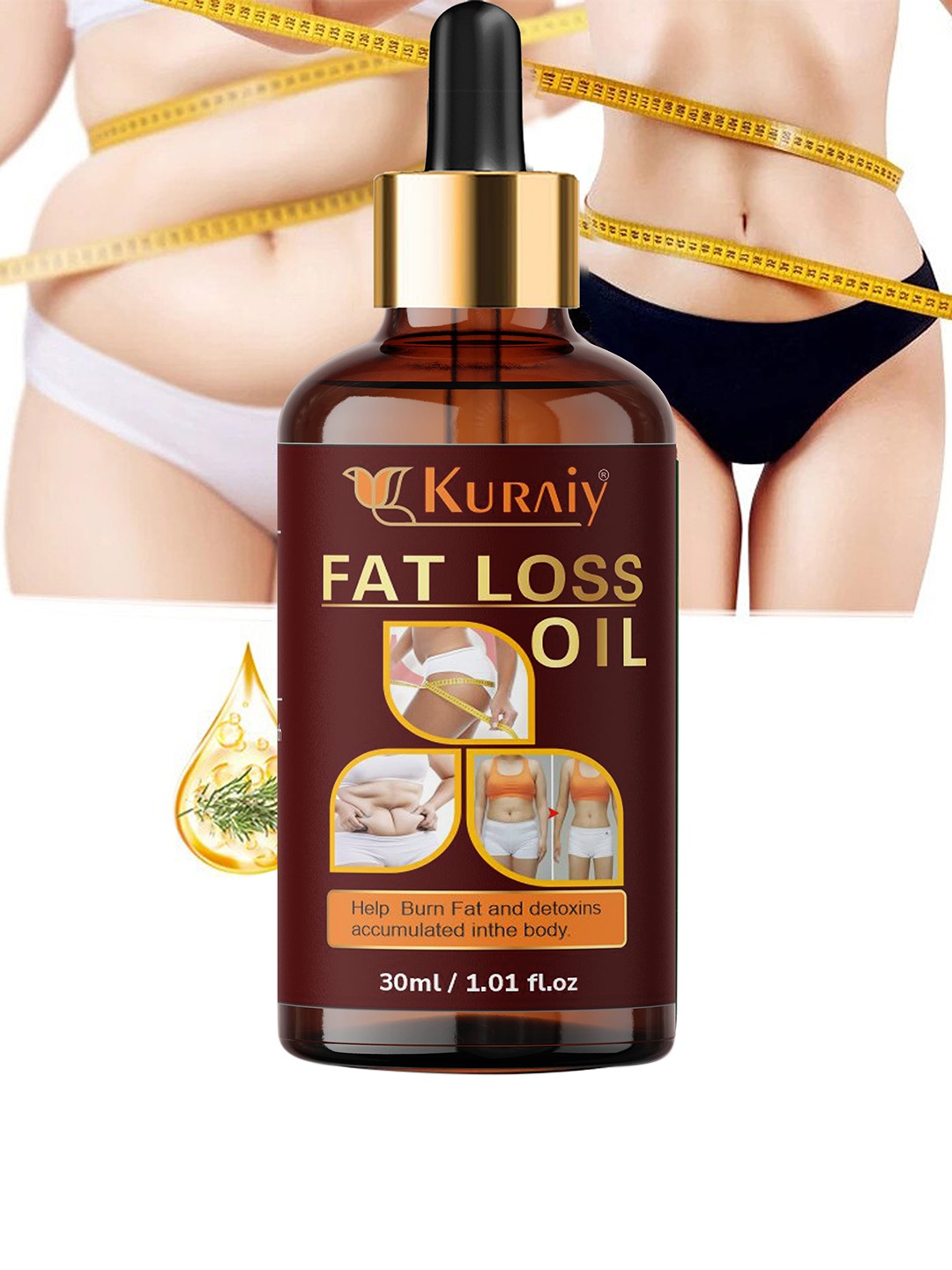 

KURAIY Slimming Fat Loss Oil To Reduce Cellulite & Enhance Metabolism - 30ml, Brown
