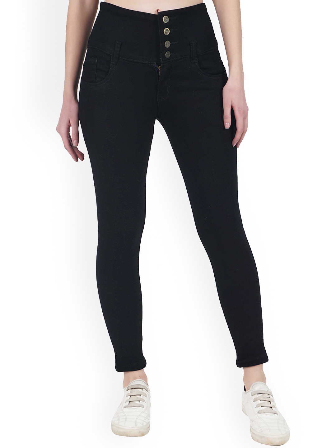 

MM-21 Women Skinny Fit High-Rise Clean Look Stretchable Jeans, Black