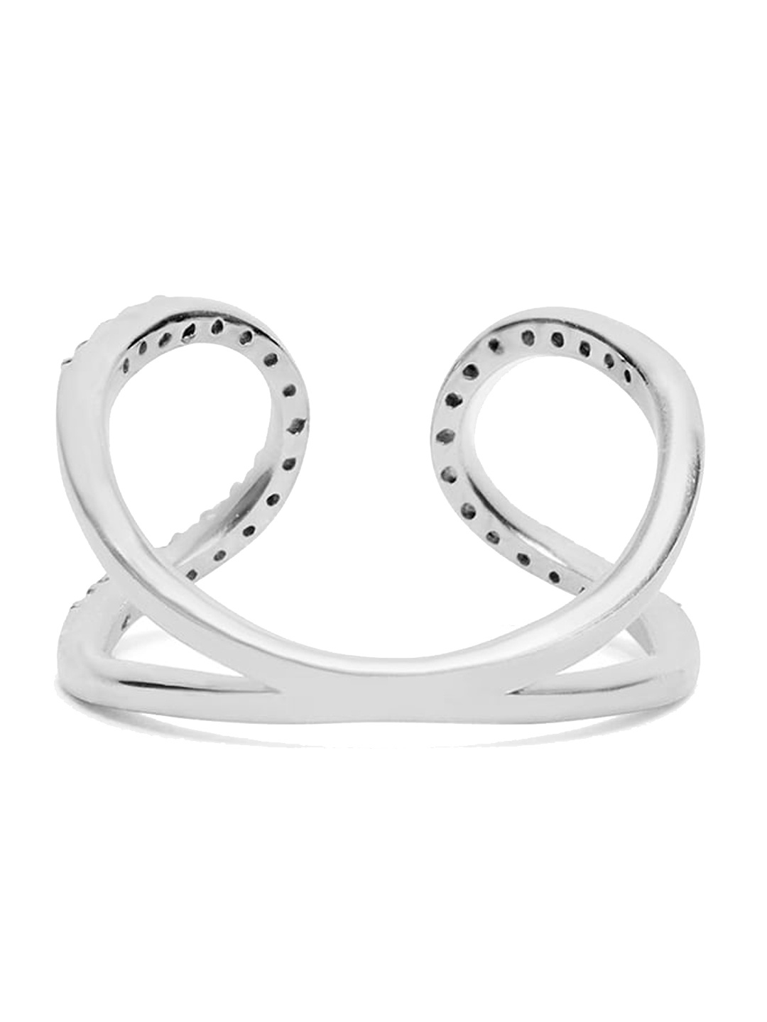 

March by FableStreet 925 Sterling Silver Cubic Zirconia-studded Rhodium-Plated Ring