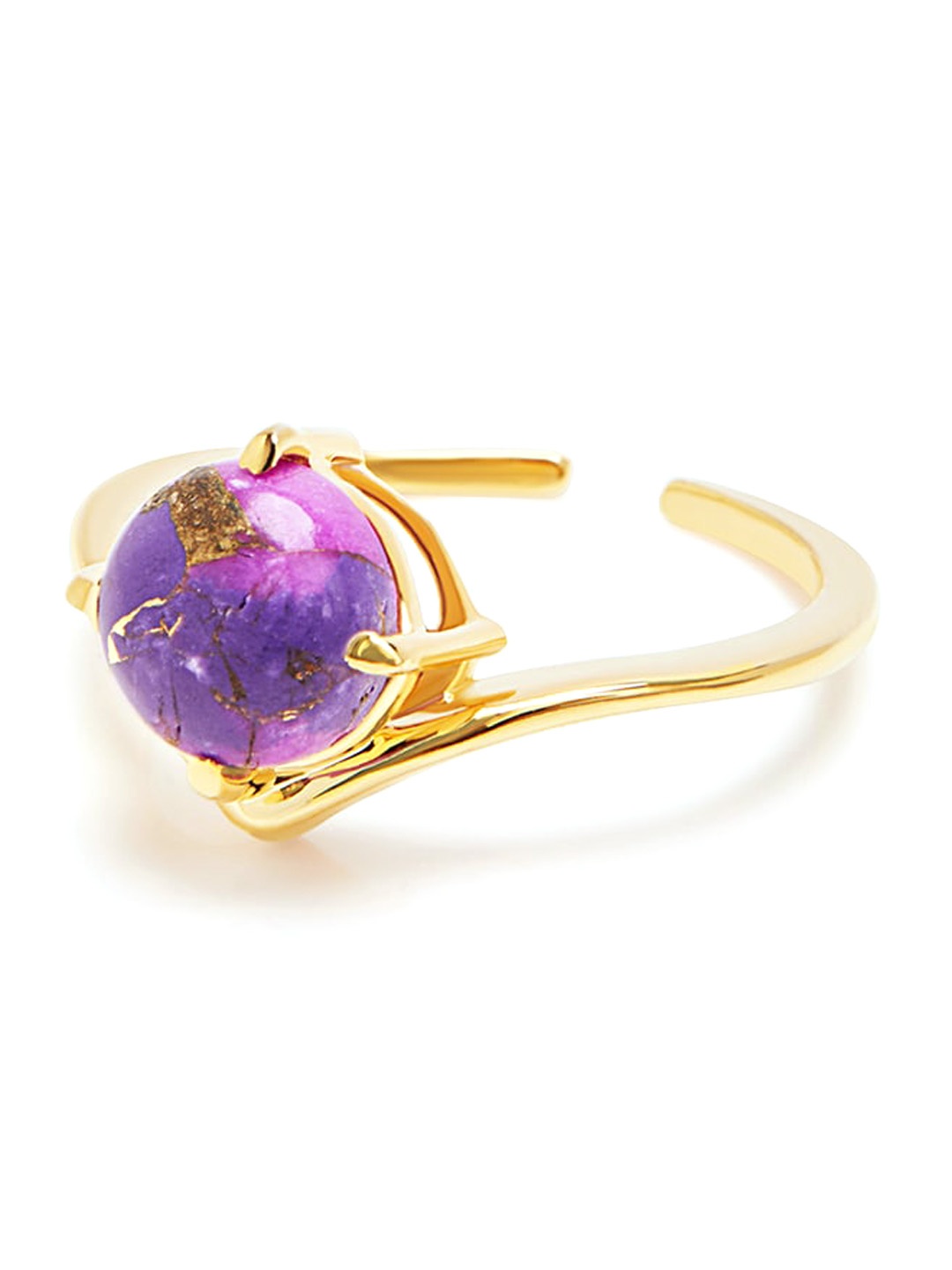 

March by FableStreet 925 Sterling Silver 18K Gold-Plated Turquoise Studded Ring