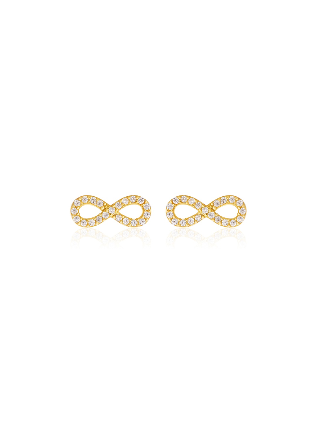 

March by FableStreet 18K Gold-Plated CZ-Studded Infinity Studs Earrings