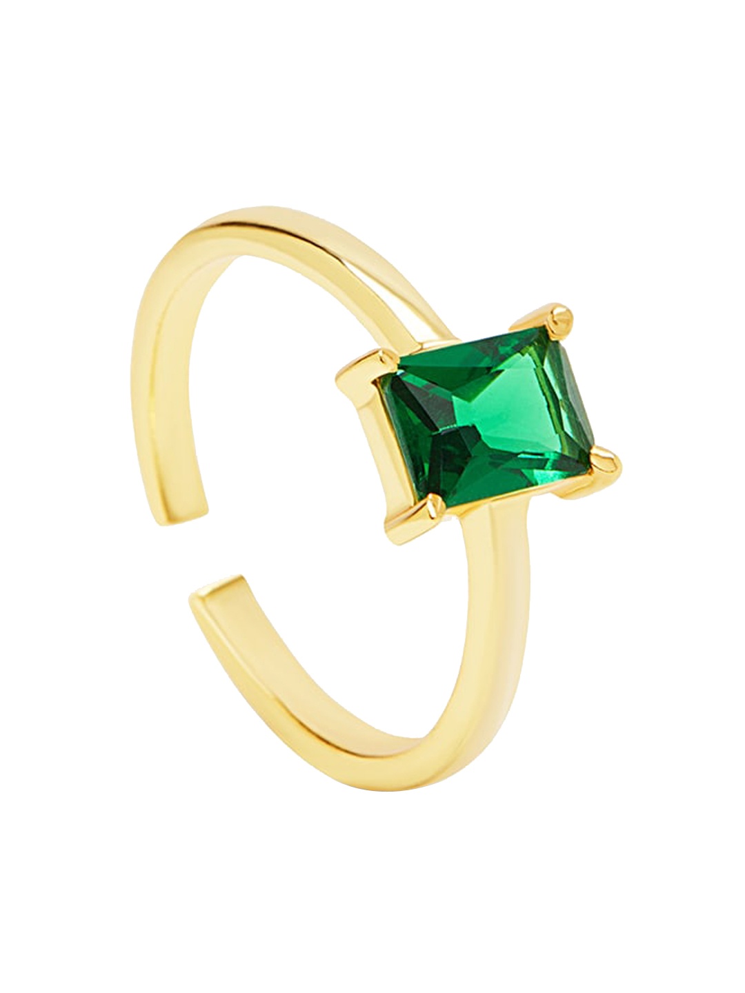 

March by FableStreet 925 Sterling Silver 18KT Gold-plated Turquoise-studded Finger Ring
