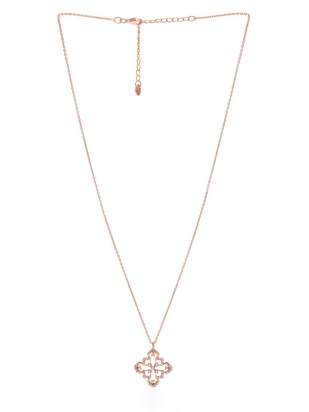 

March by FableStreet 18k Rose Gold-Plated Silver Geometric Pendant With Chain