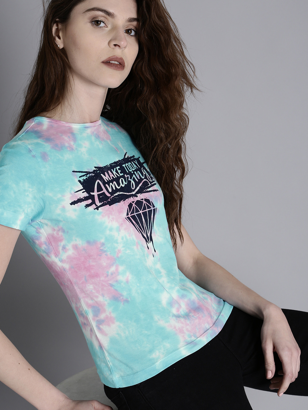 

Kook N Keech Women Blue Printed Holi T-shirt