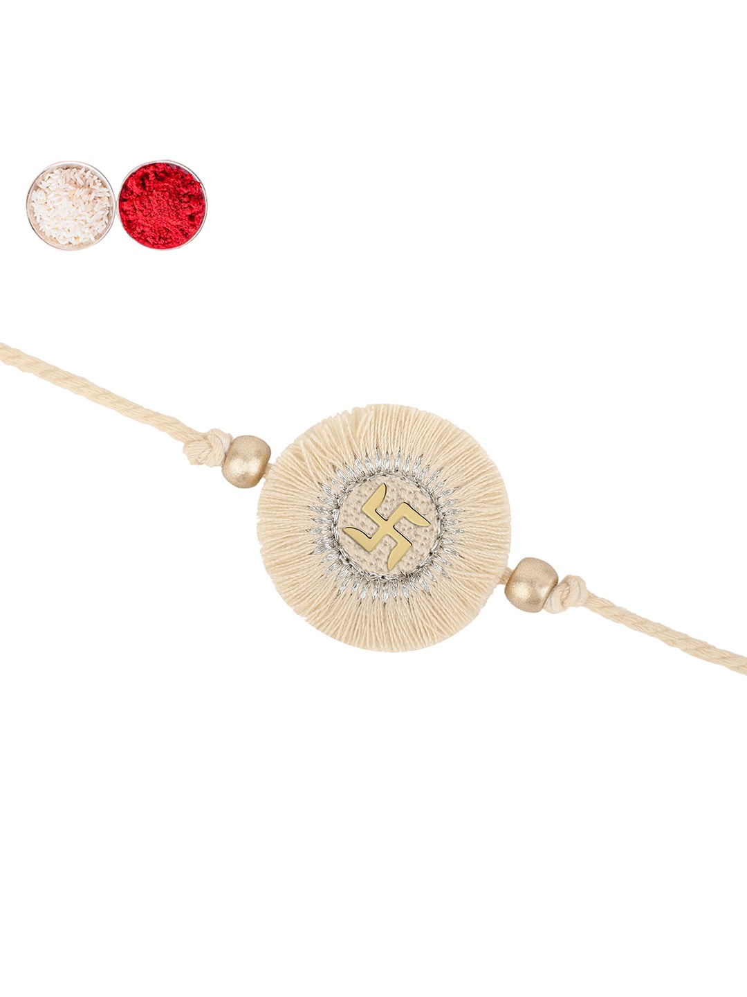 

MASQ Men Swastik Rakhi With Roli Chawal, Beige