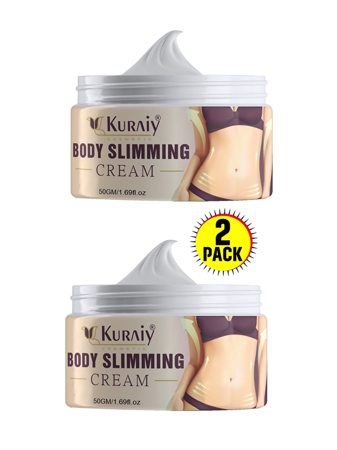 

KURAIY Set Of 2 Anti Cellulite & Stomach Fat Burner Body Slimming Cream - 50g Each