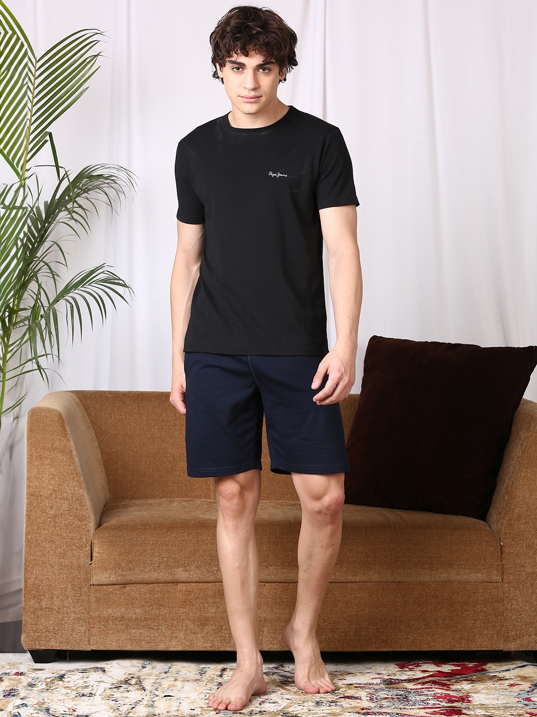 

Pepe Jeans Men Mid Rise Lounge Shorts, Navy blue