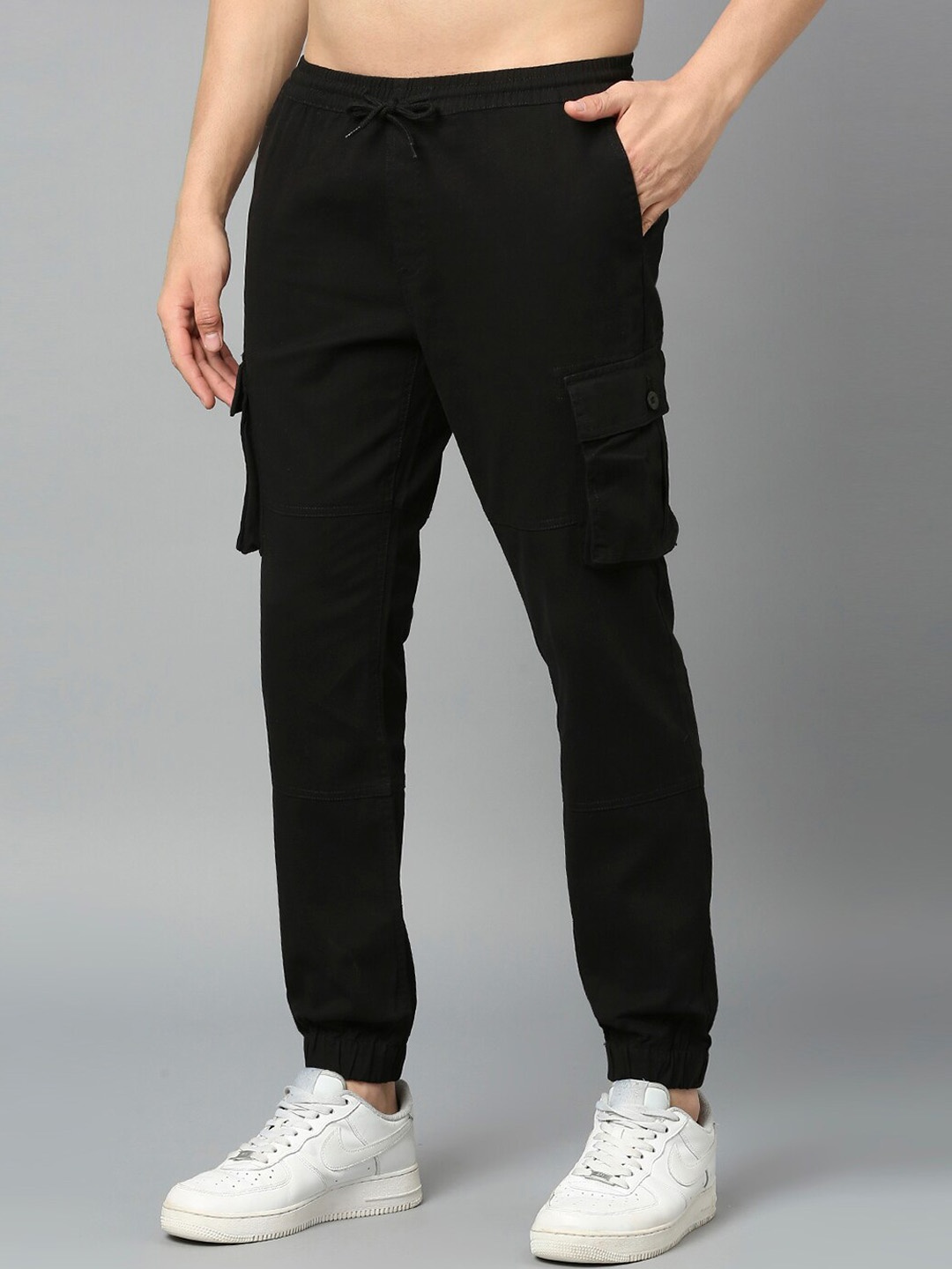 

HERE&NOW Men Classic Slim Fit Easy Wash Cargo, Black