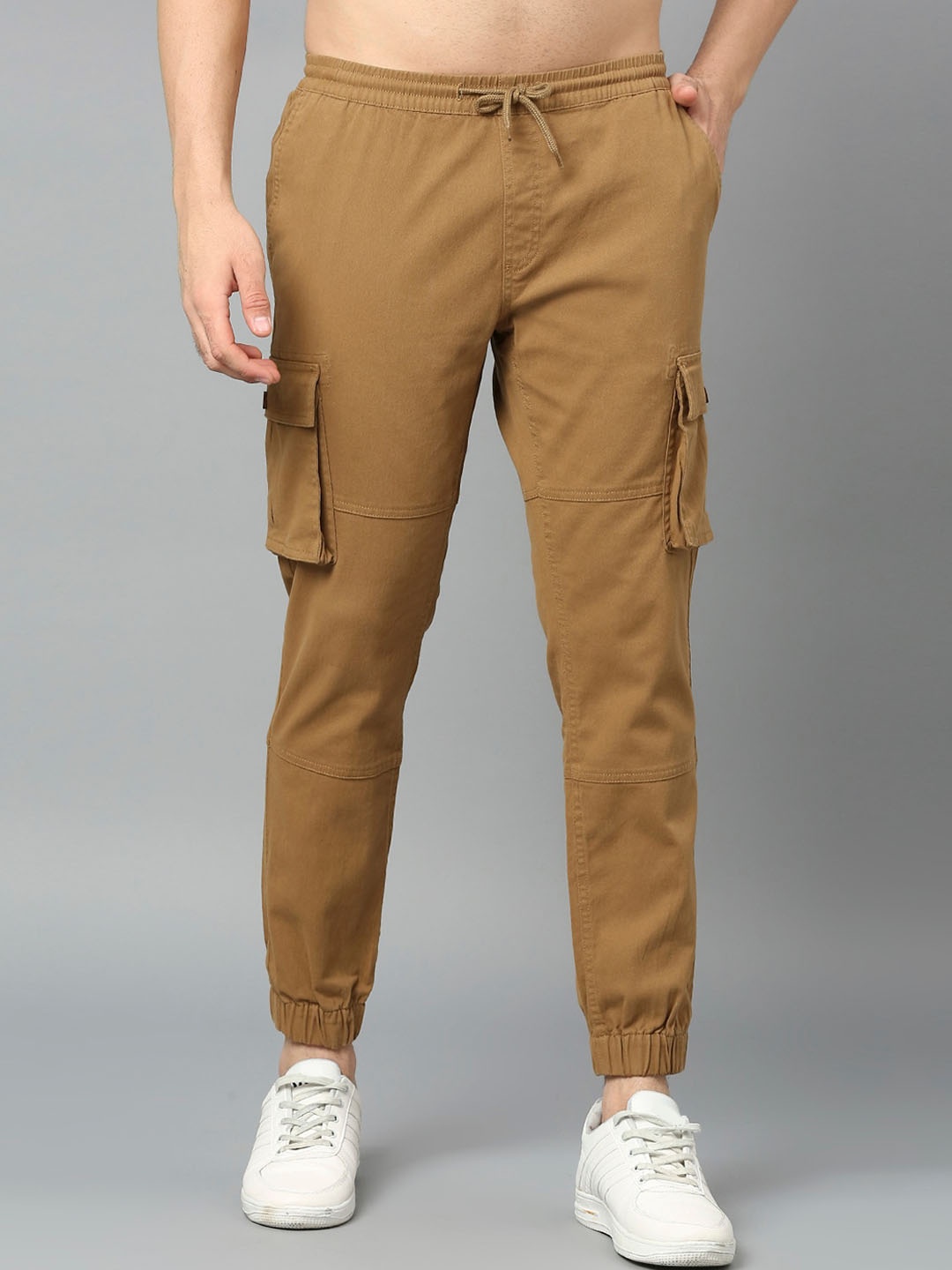 

HERE&NOW Men Classic Slim Fit Easy Wash Cargo, Khaki